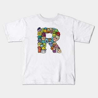 Alphabet Monster Doodle Letter R Monogram Kids T-Shirt